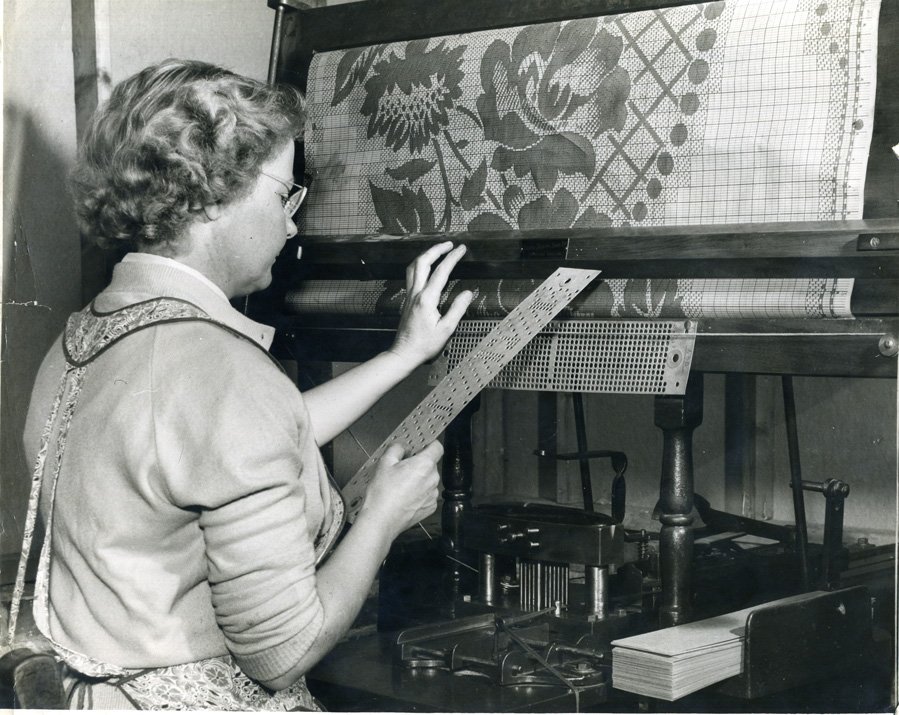 Jacquard Loom with punched cards