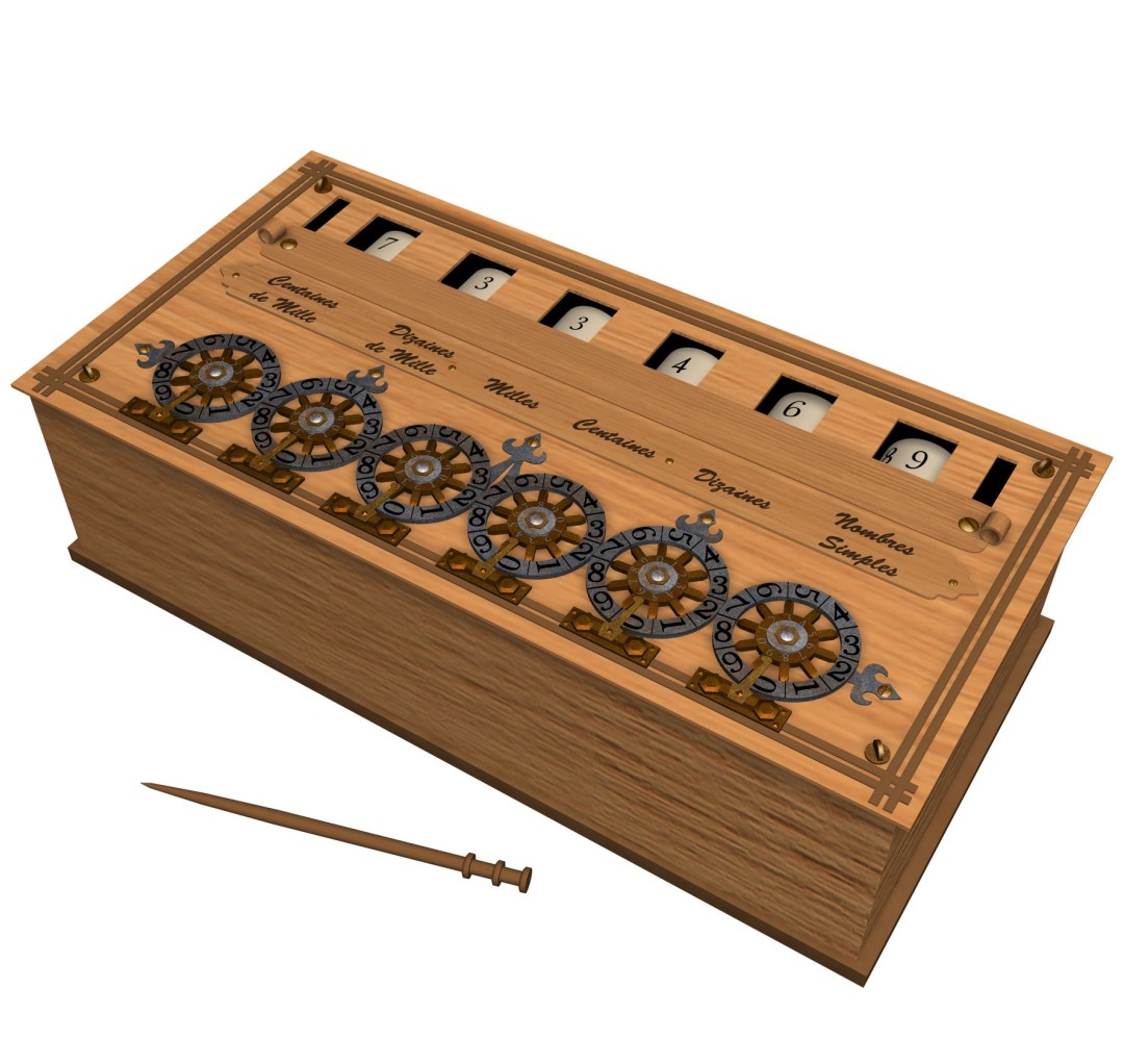 Pascaline - brass calculator with dials