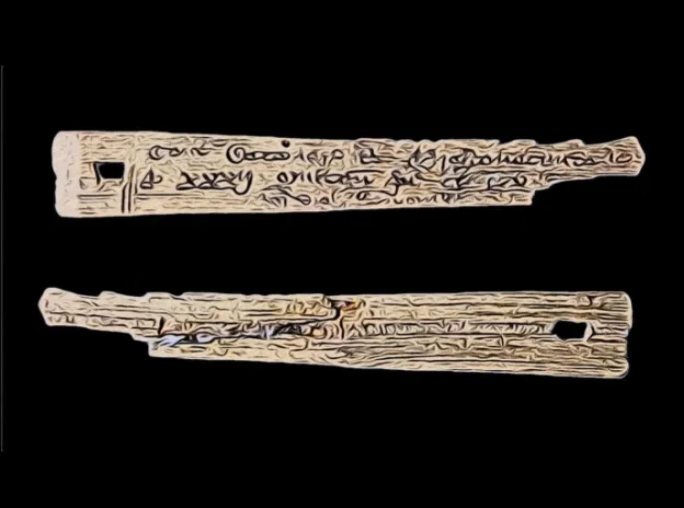 Ancient tally stick with carved notches